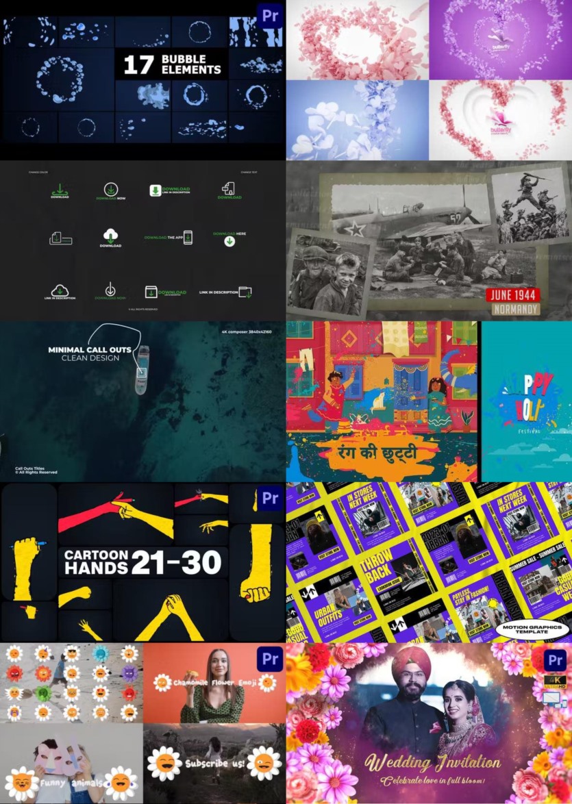 Premiere Pro PR模板素材合集2024年第1季 Premiere Pro Templates Bundle 2024 Vol.1