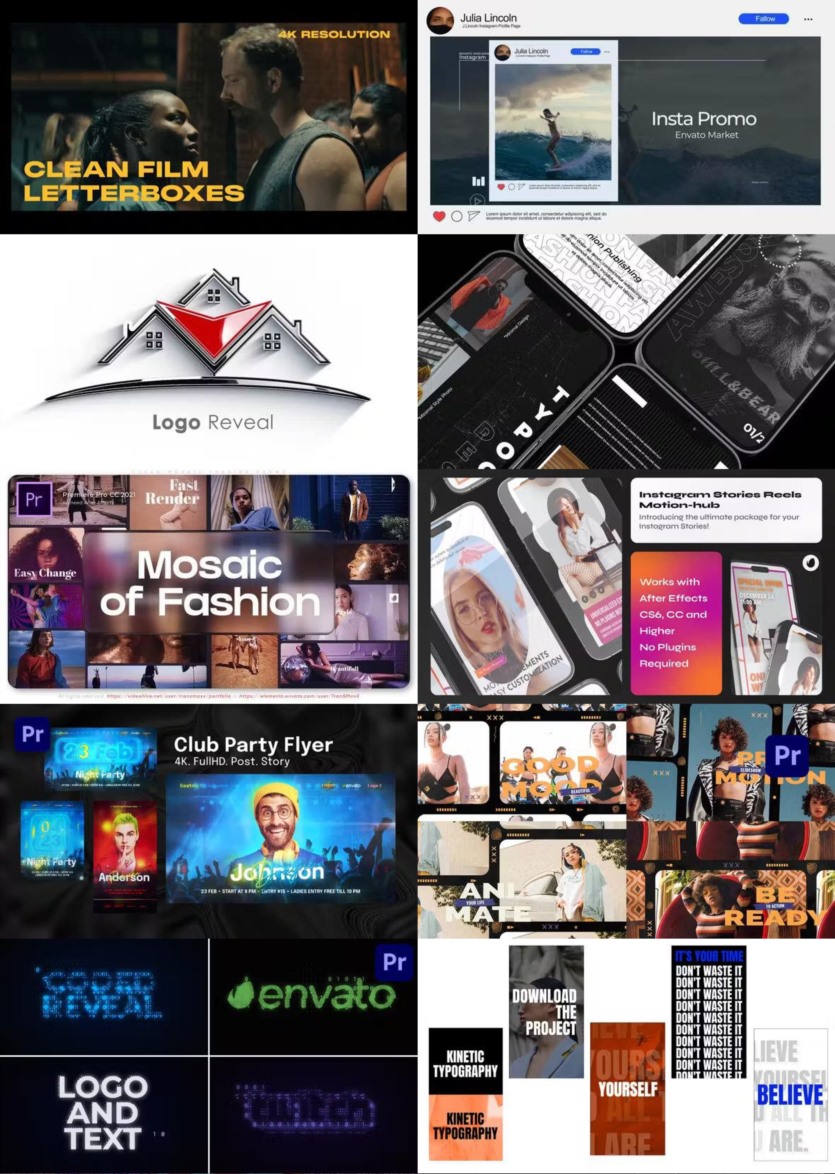 Premiere Pro PR模板素材合集2024年第1季 Premiere Pro Templates Bundle 2024 Vol.1