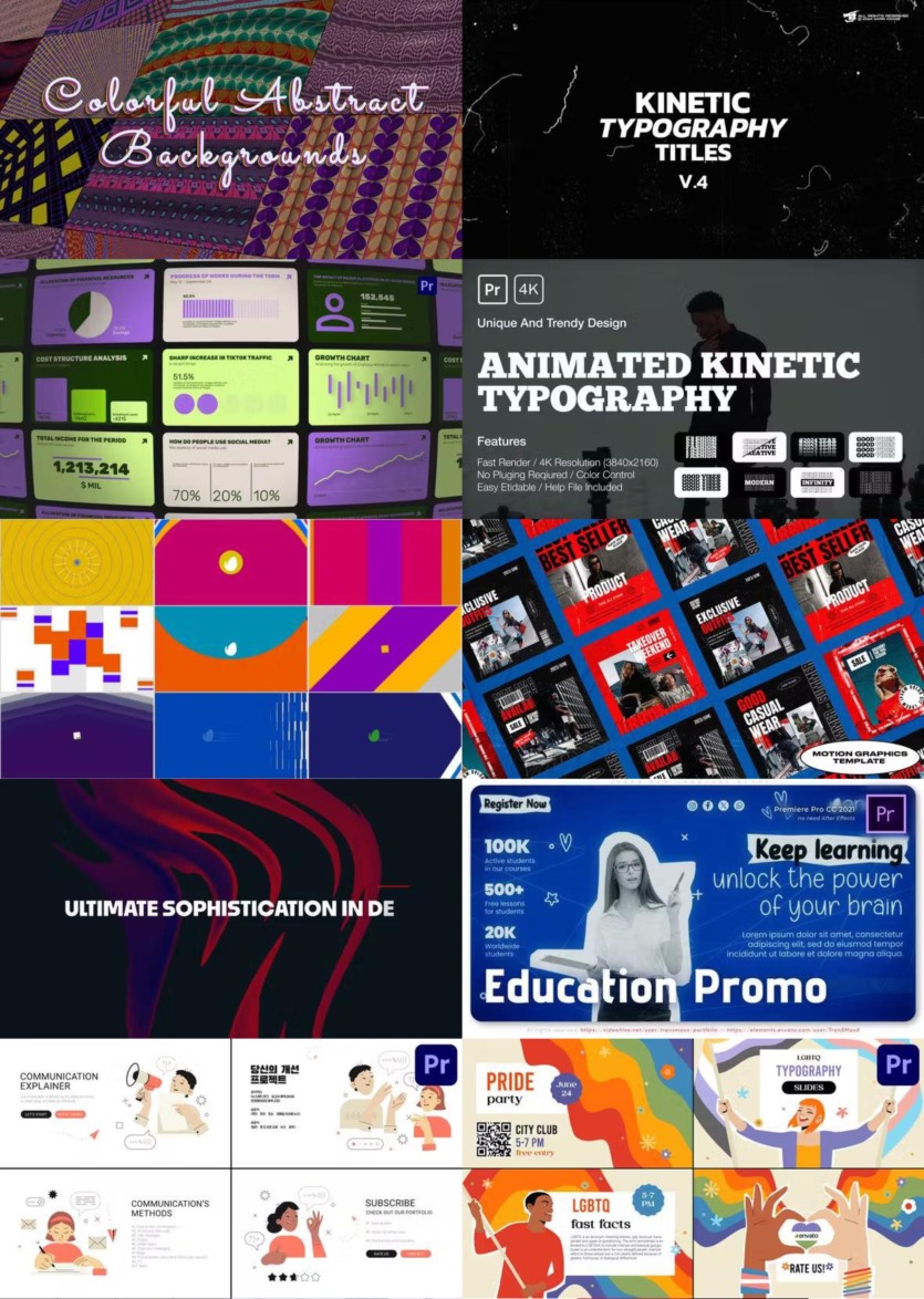 Premiere Pro PR模板素材合集2024年第1季 Premiere Pro Templates Bundle 2024 Vol.1