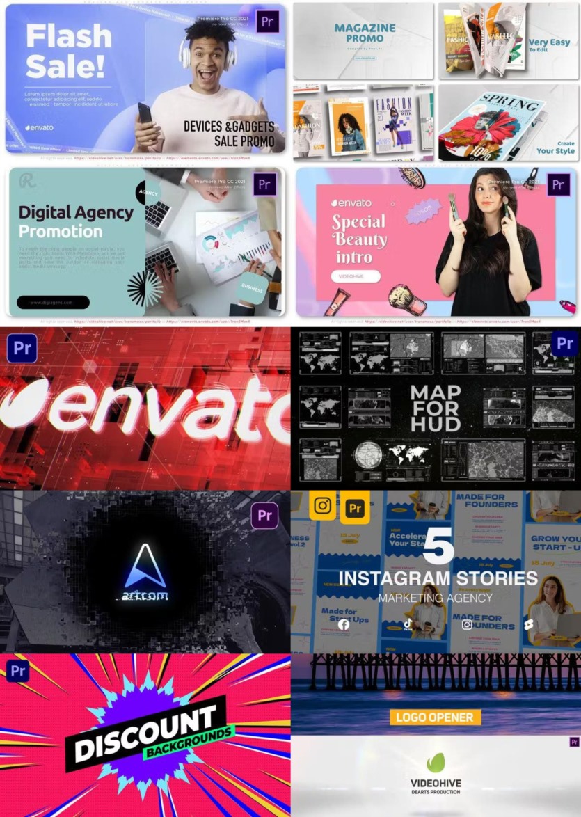 Premiere Pro PR模板素材合集2024年第1季 Premiere Pro Templates Bundle 2024 Vol.1
