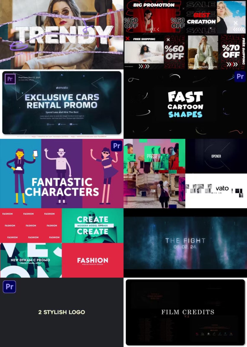 Premiere Pro PR模板素材合集2024年第1季 Premiere Pro Templates Bundle 2024 Vol.1
