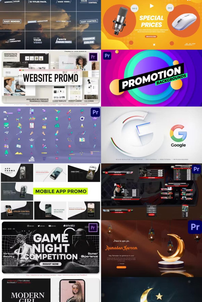 Premiere Pro PR模板素材合集2024年第2季 Premiere Pro Templates Bundle 2024 Vol.2
