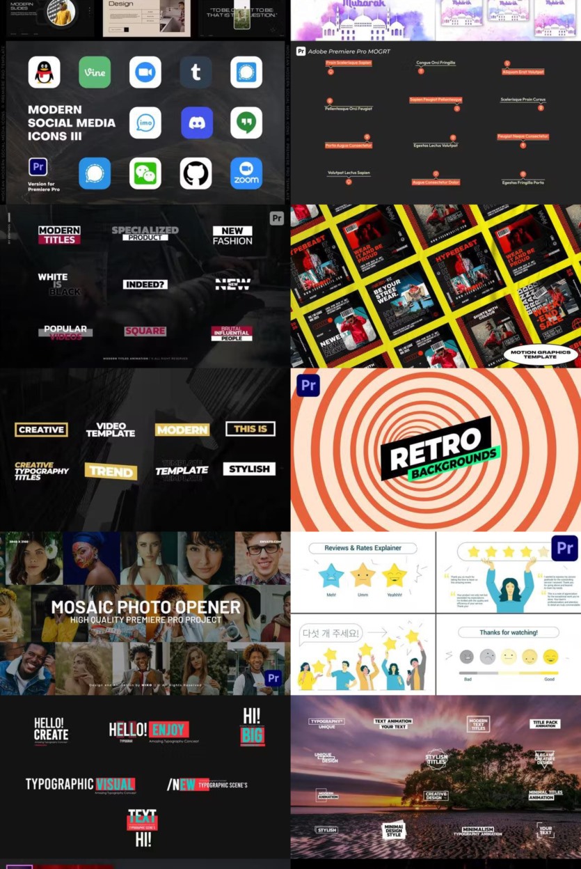 Premiere Pro PR模板素材合集2024年第2季 Premiere Pro Templates Bundle 2024 Vol.2