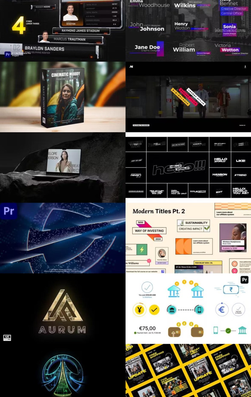 Premiere Pro PR模板素材合集2024年第3季 Premiere Pro Templates Bundle 2024 Vol.3