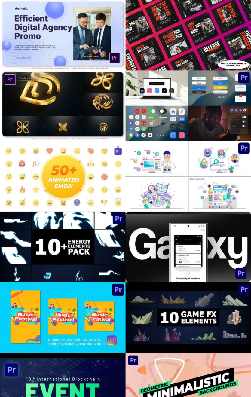 Premiere Pro PR模板素材合集2024年第3季 Premiere Pro Templates Bundle 2024 Vol.3