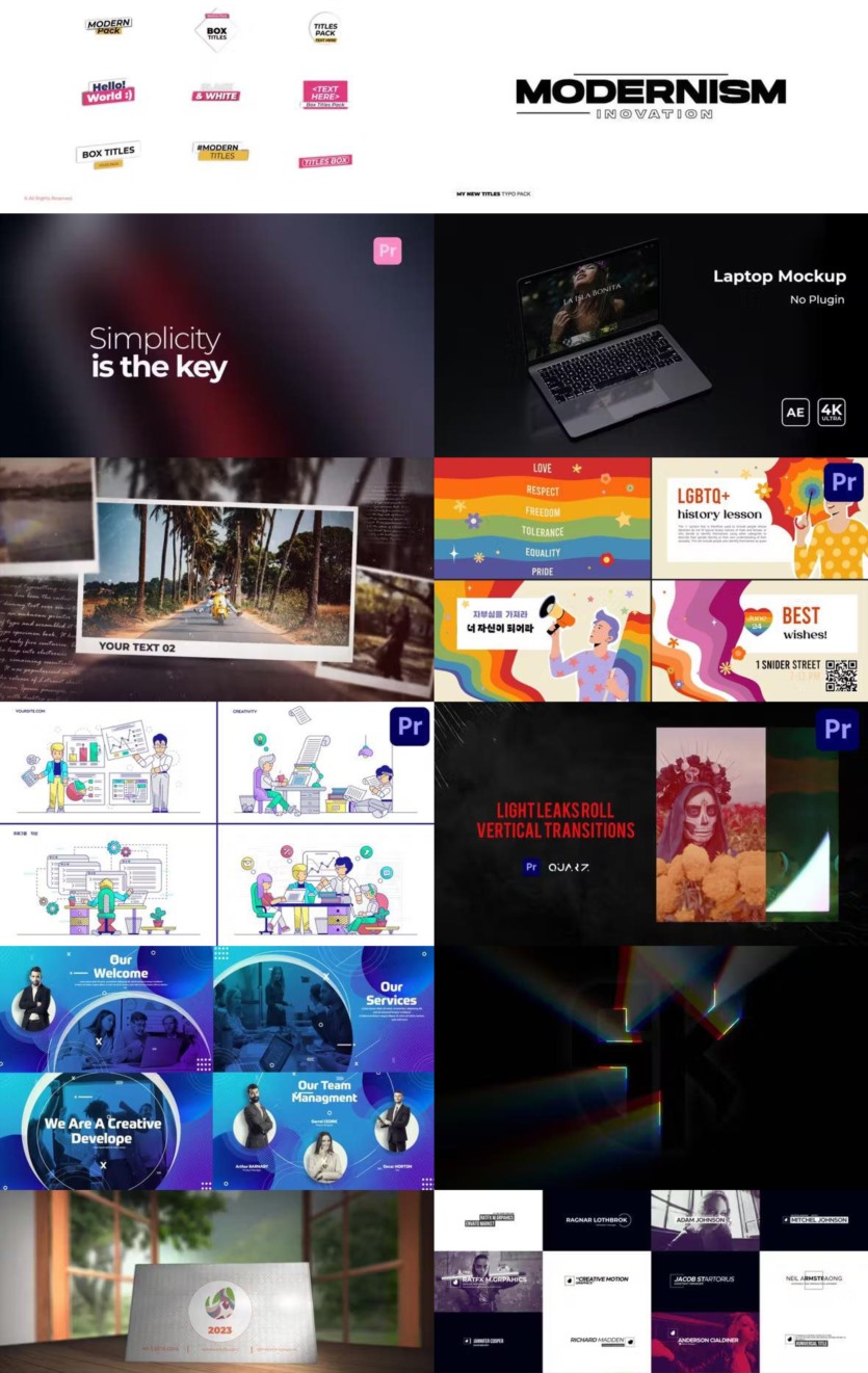 Premiere Pro PR模板素材合集2024年第3季 Premiere Pro Templates Bundle 2024 Vol.3