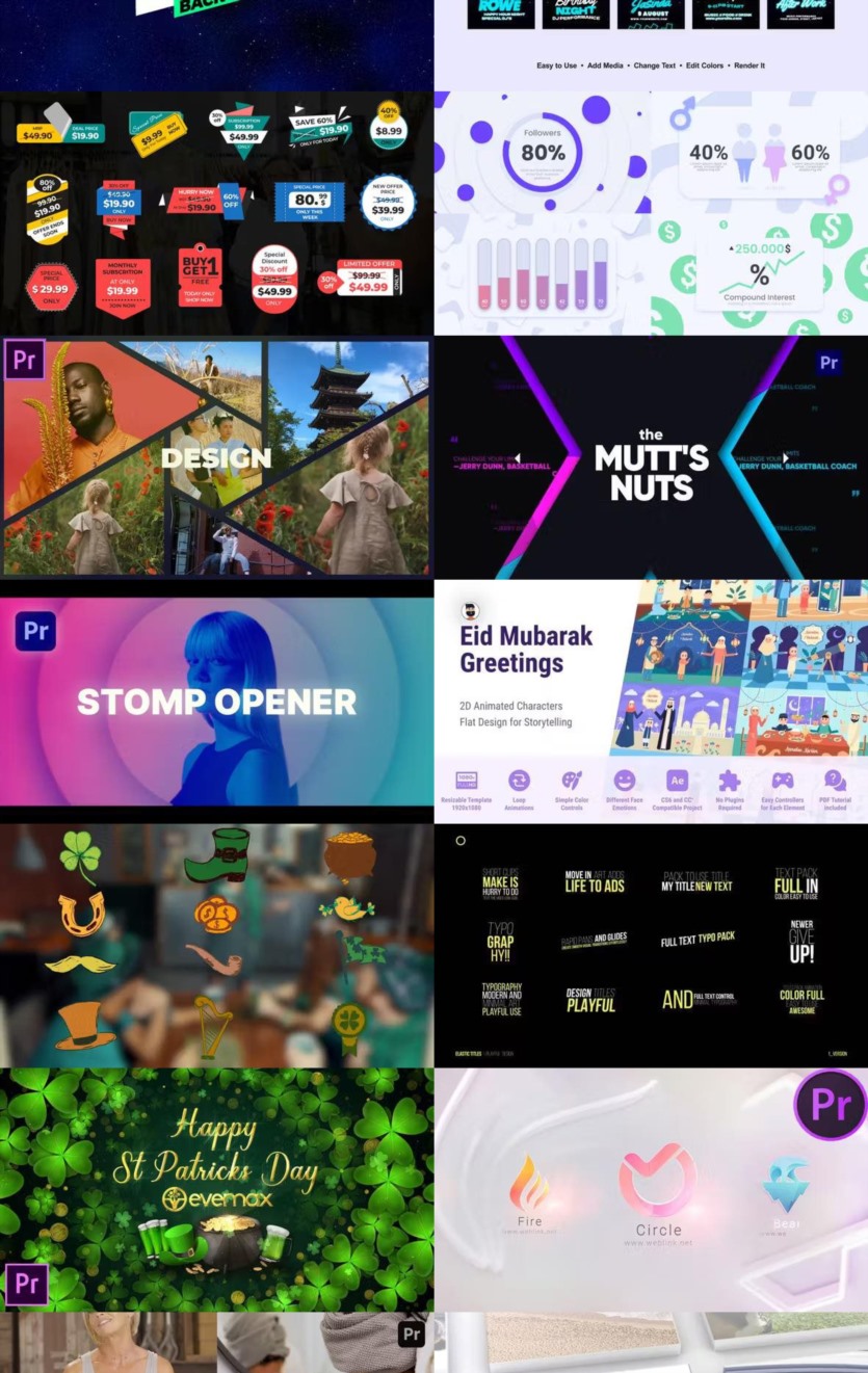 Premiere Pro PR模板素材合集2024年第4季 Premiere Pro Templates Bundle 2024 Vol.4