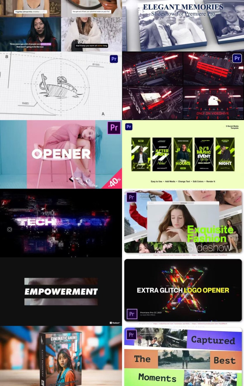 Premiere Pro PR模板素材合集2024年第4季 Premiere Pro Templates Bundle 2024 Vol.4