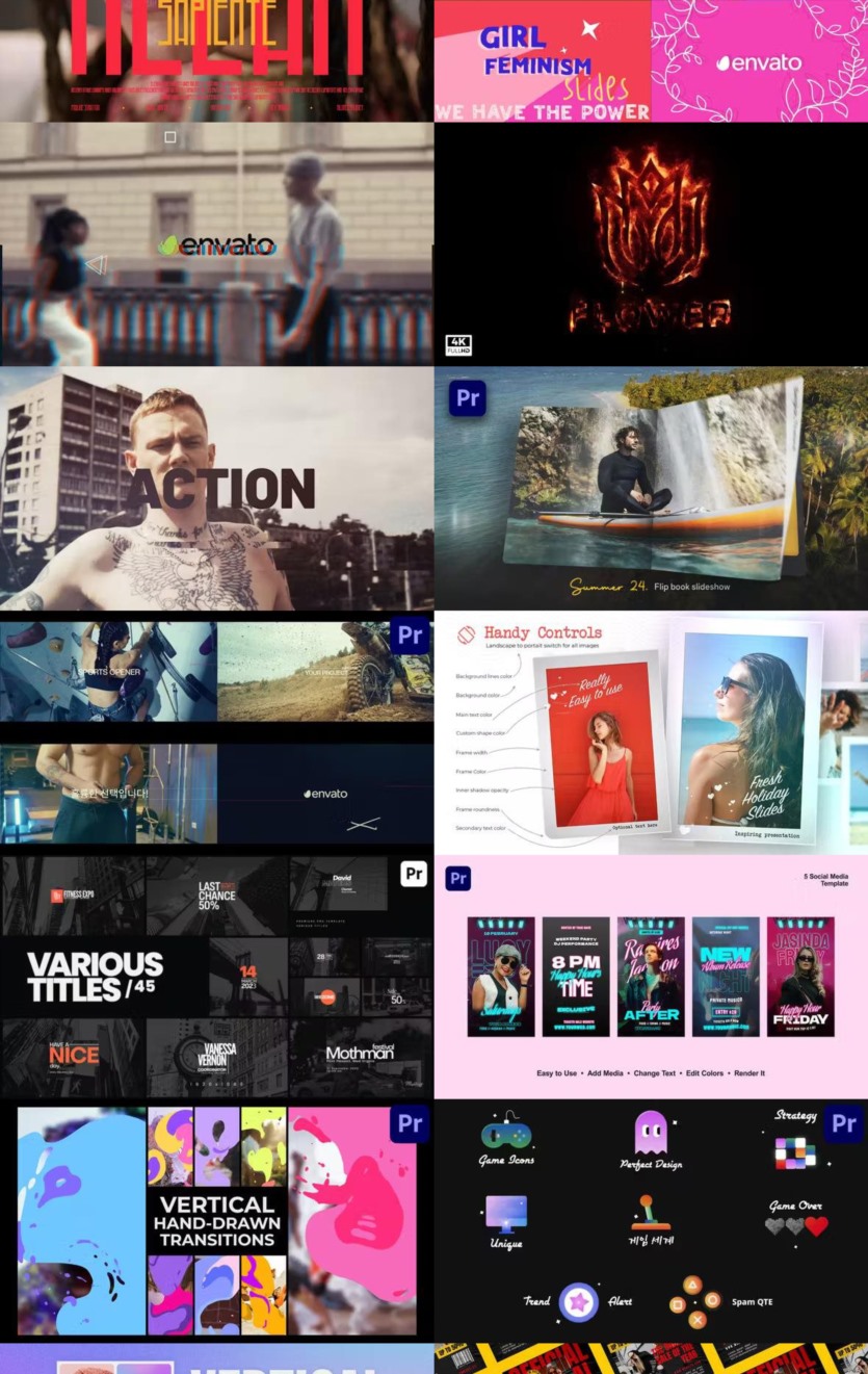 Premiere Pro PR模板素材合集2024年第4季 Premiere Pro Templates Bundle 2024 Vol.4