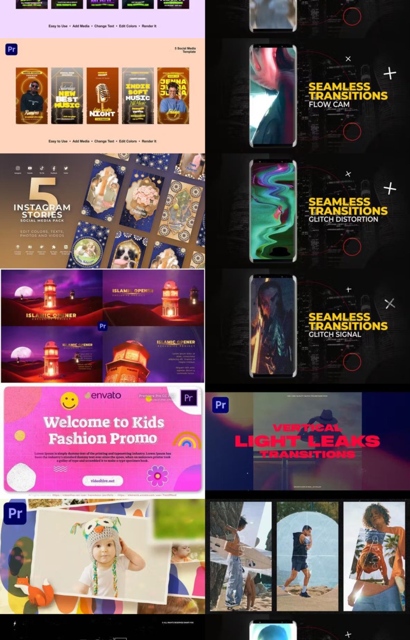 Premiere Pro PR模板素材合集2024年第5季 Premiere Pro Templates Bundle 2024 Vol.5