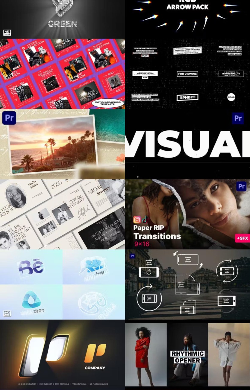 Premiere Pro PR模板素材合集2024年第5季 Premiere Pro Templates Bundle 2024 Vol.5