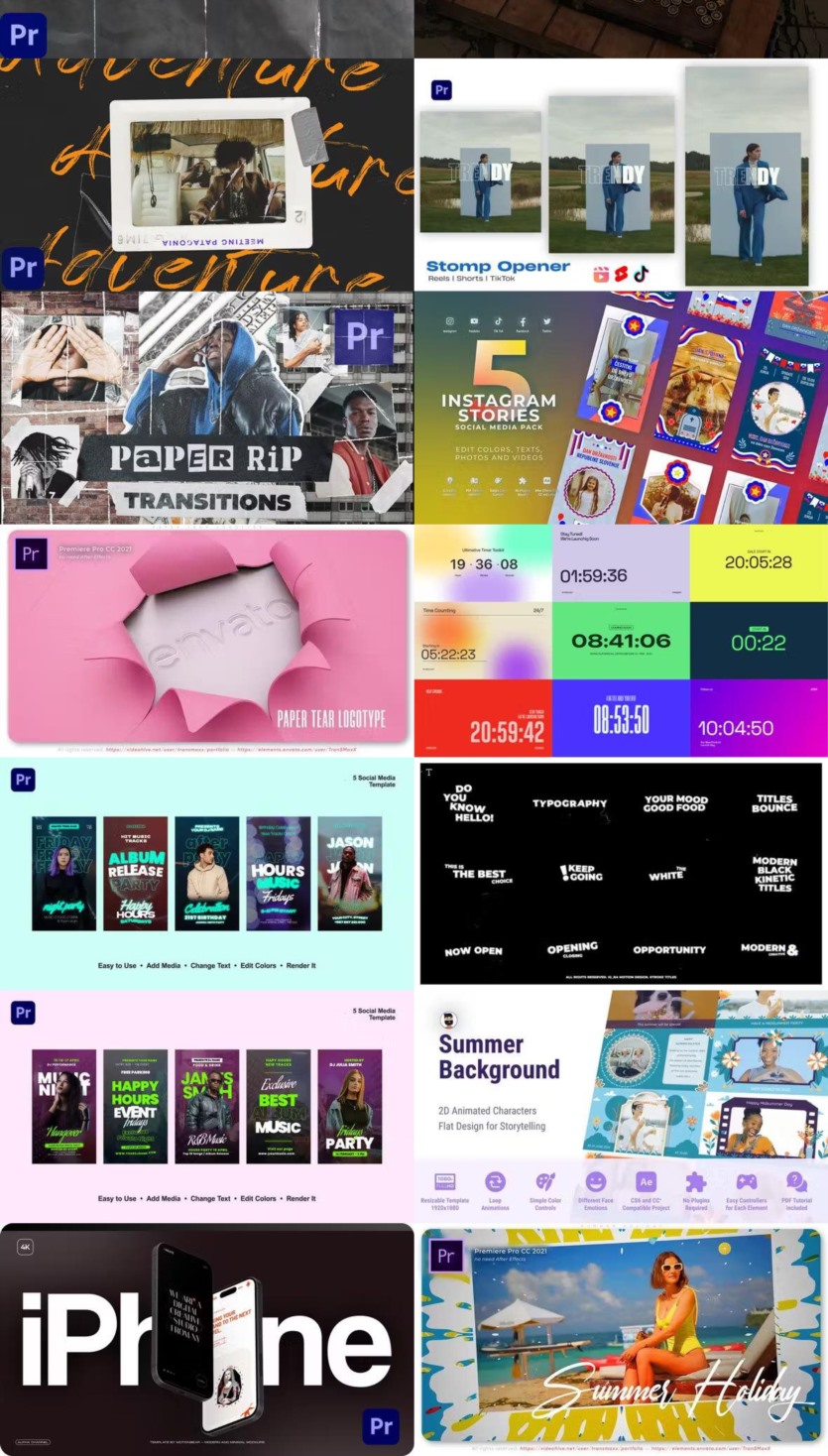 Premiere Pro PR模板素材合集2024年第5季 Premiere Pro Templates Bundle 2024 Vol.5