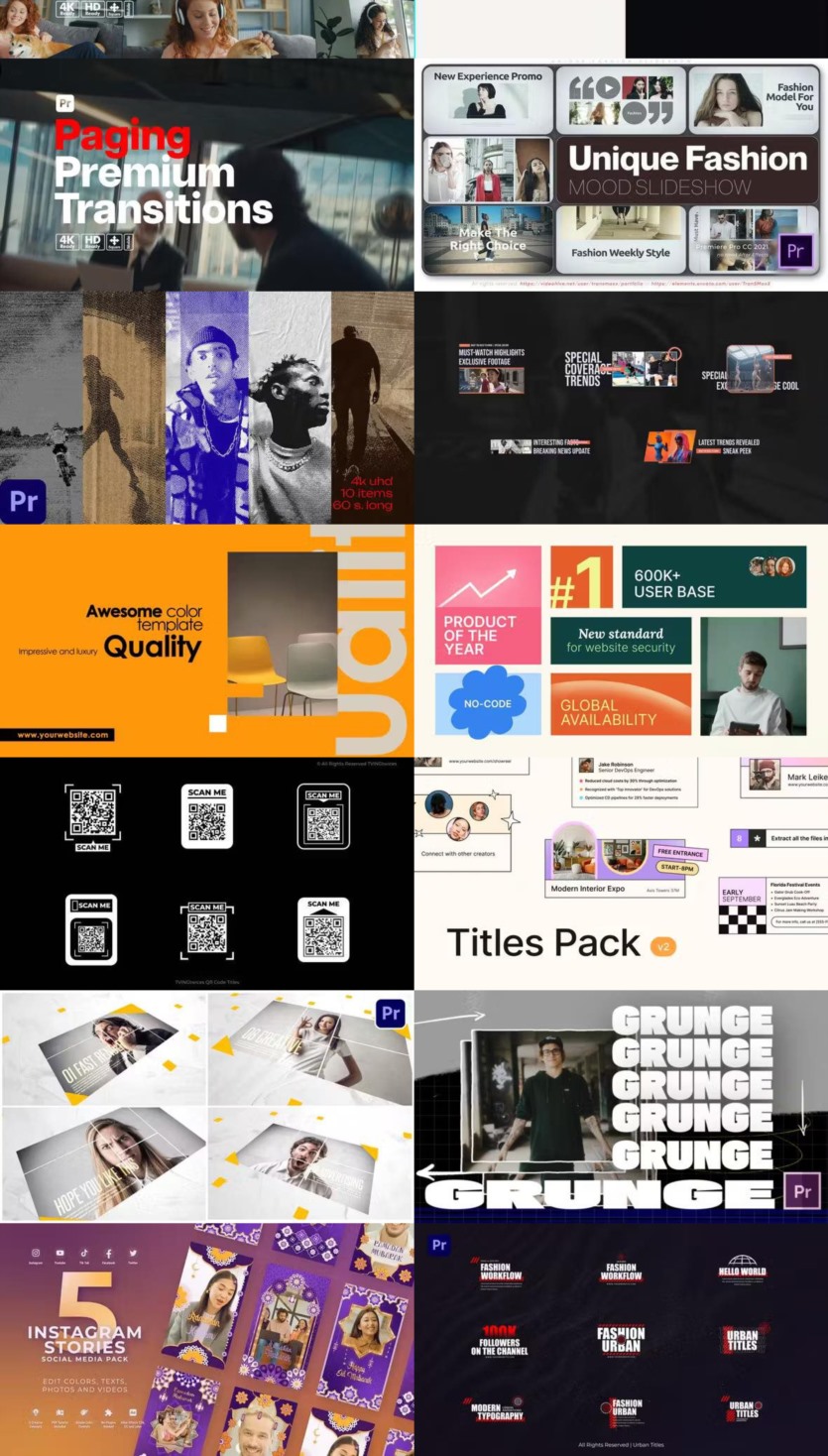 Premiere Pro PR模板素材合集2024年第5季 Premiere Pro Templates Bundle 2024 Vol.5