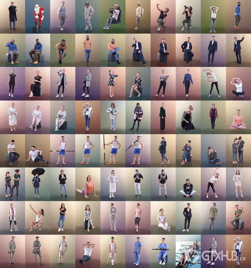 3D People Mega Bundle 人物3d模型458个合集FBX+C4D格式