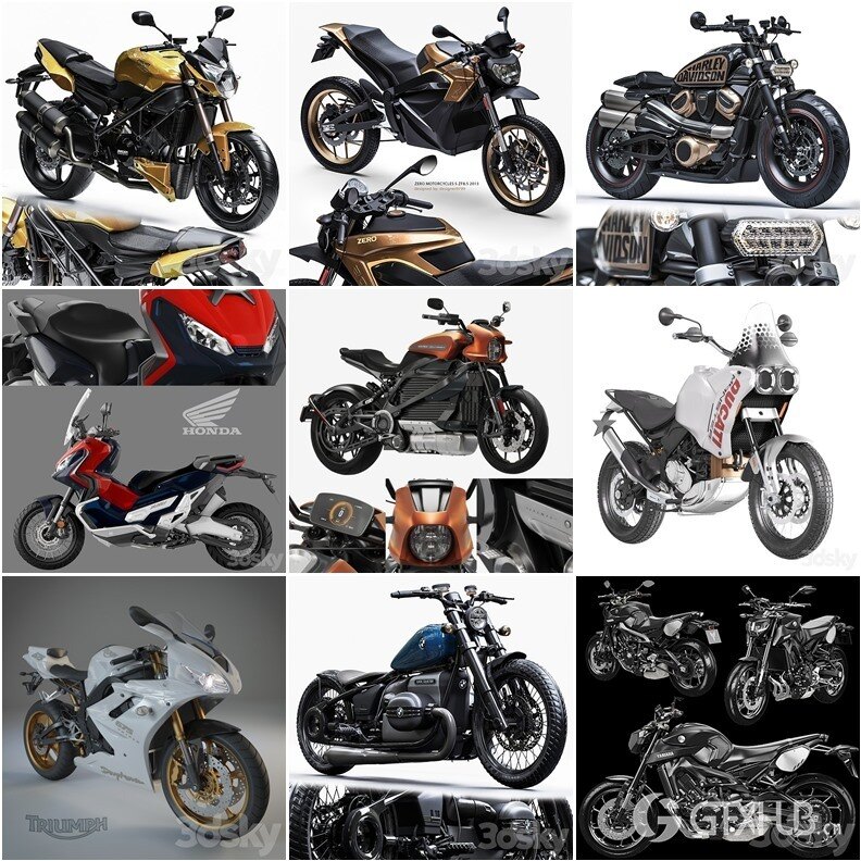 27套摩托车踏板车3D模型合集 – 20240714