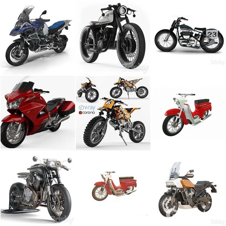 27套摩托车踏板车3D模型合集 – 20240714