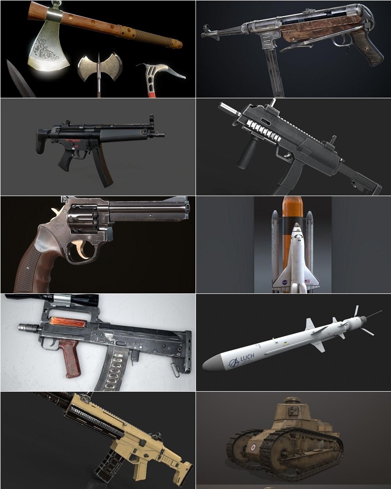 武器枪械游戏资产3D模型合集第4季 PBR Game Weapons Firearms 3D Models Vol.4