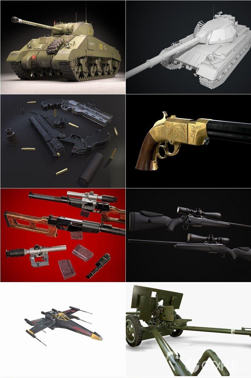 武器枪械游戏资产3D模型合集第4季 PBR Game Weapons Firearms 3D Models Vol.4