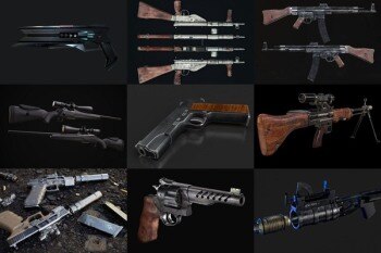 武器枪械游戏资产3D模型合集第4季 PBR Game Weapons Firearms 3D Models Vol.4
