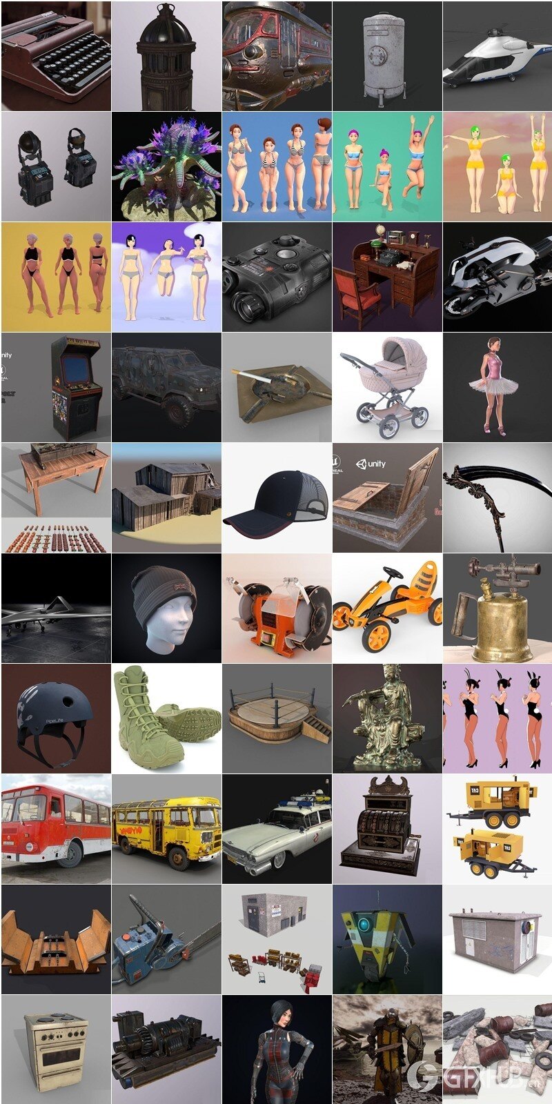 PBR Game 3D Models Bundle 2024 Vol.1