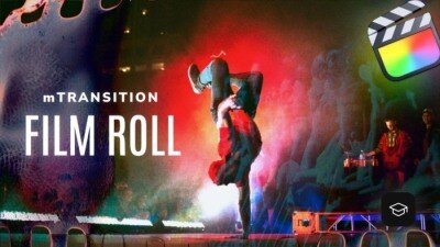 50种复古电影胶片灼烧穿孔溶解混乱闪烁故障转场预设 mTransition Film Roll