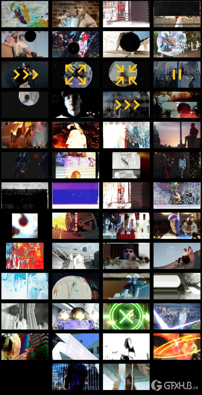 50种复古电影胶片灼烧穿孔溶解混乱闪烁故障转场预设 mTransition Film Roll