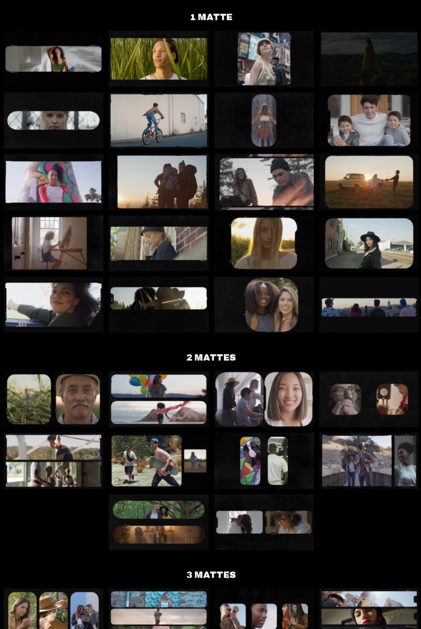 82个复古怀旧老电影胶片边框遮幅多画面分屏插件 mFilm Matte