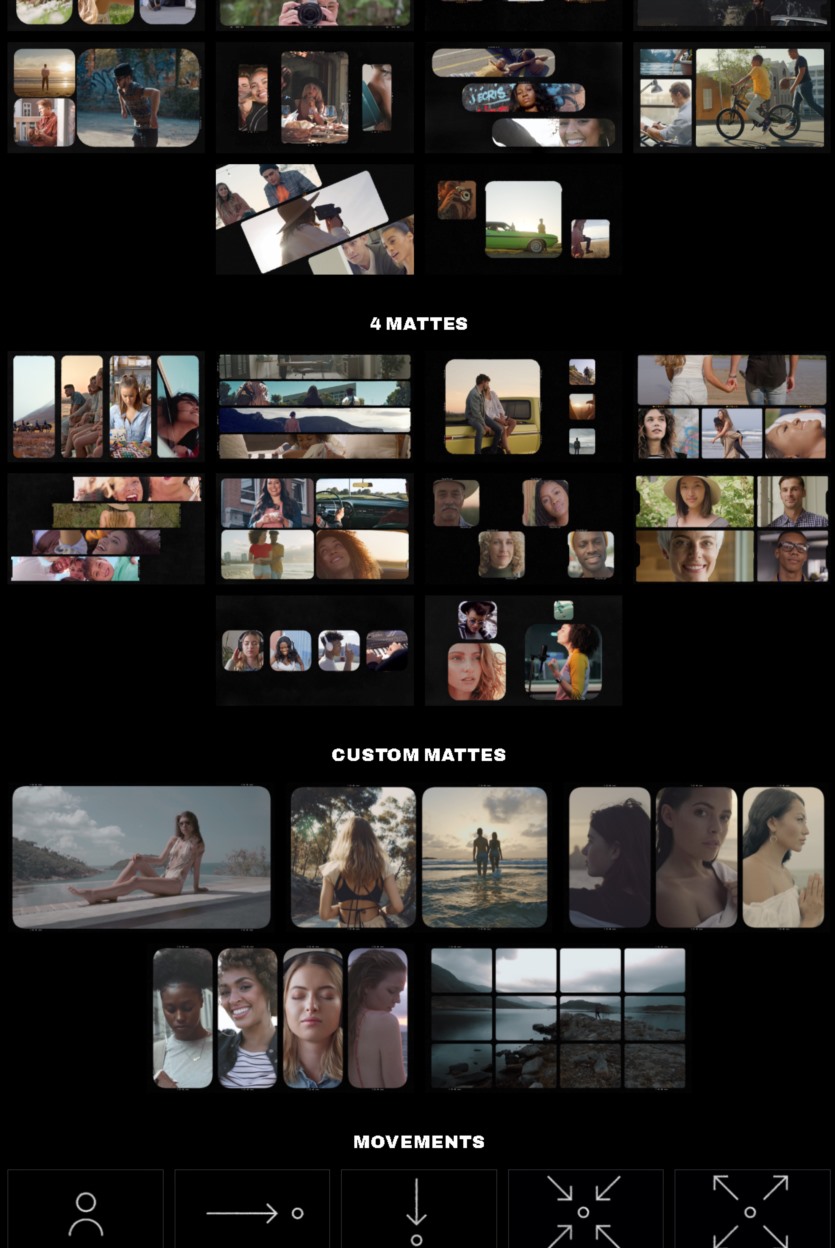 82个复古怀旧老电影胶片边框遮幅多画面分屏插件 mFilm Matte