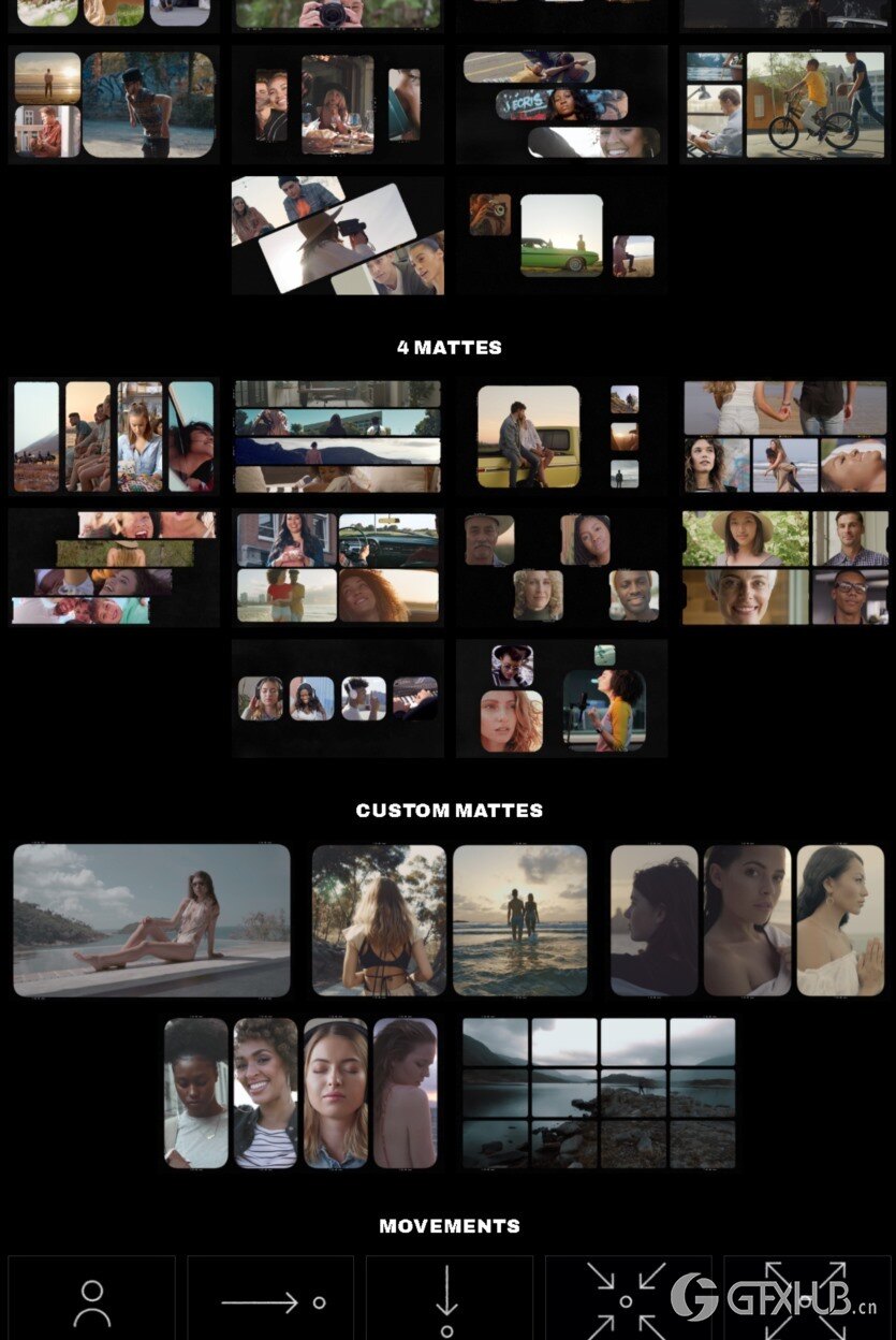 82个复古怀旧老电影胶片边框遮幅多画面分屏插件 mFilm Matte