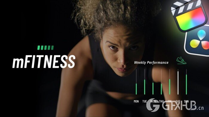 106个活力动感体育健身训练图形数据标题动画 mFitness