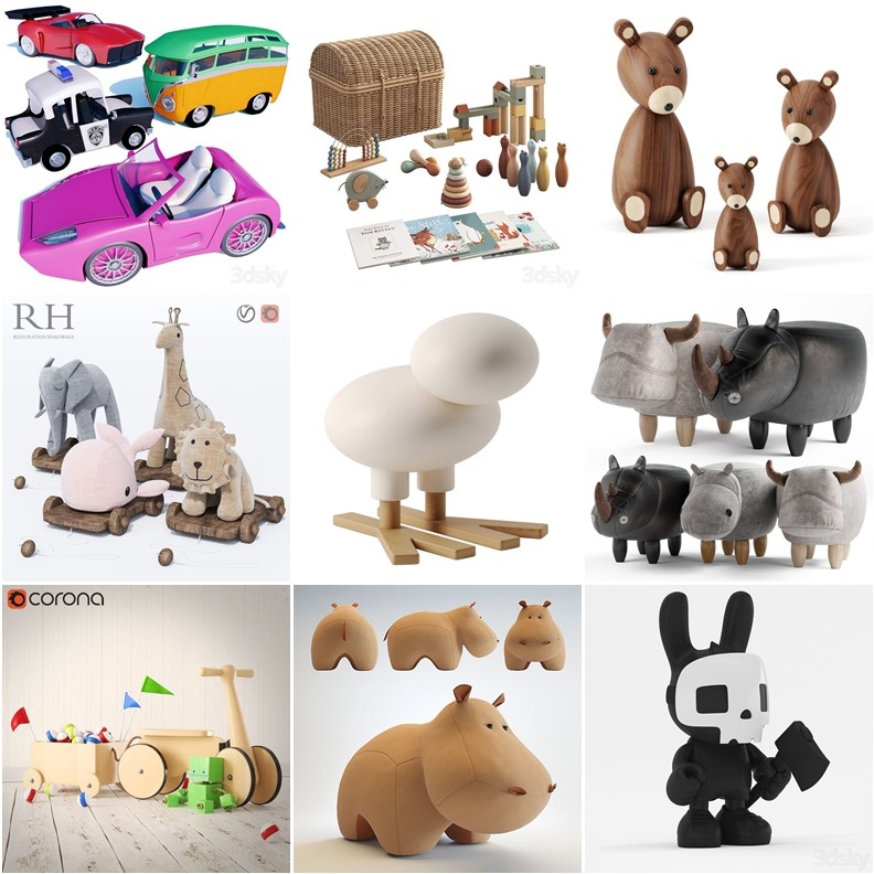 3DSky Pro 沙发椅子灯具装饰儿童办公3D模型合辑2024年7月第3季 | 400套 | 17.9GB
