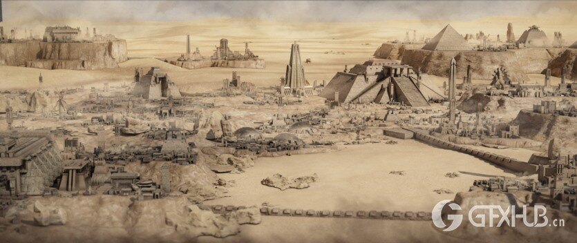 沙漠帝国模块化建筑3D模型 Empire Of The Sands - Desert Structures Kitbash Greeble Assets