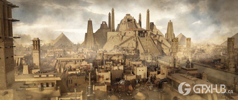 沙漠帝国模块化建筑3D模型 Empire Of The Sands - Desert Structures Kitbash Greeble Assets