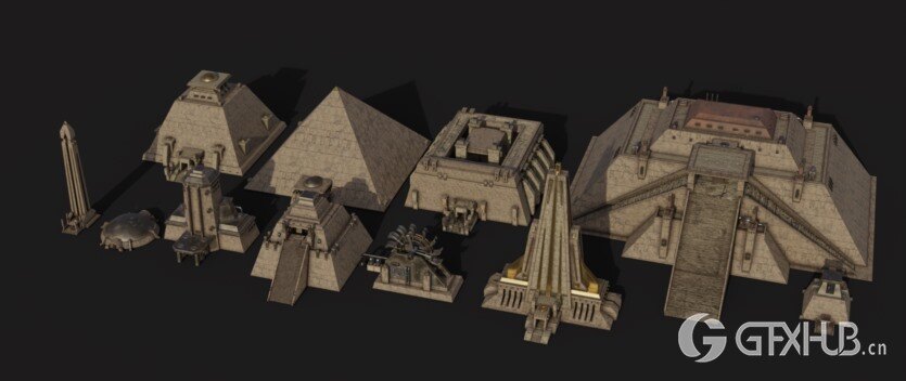 沙漠帝国模块化建筑3D模型 Empire Of The Sands - Desert Structures Kitbash Greeble Assets