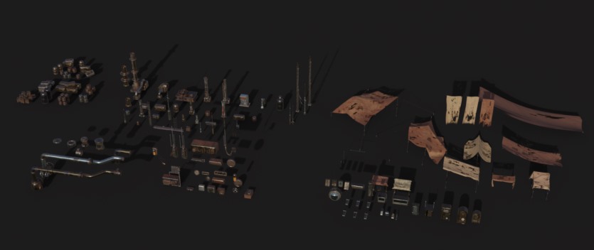 沙漠帝国模块化建筑3D模型 Empire Of The Sands - Desert Structures Kitbash Greeble Assets