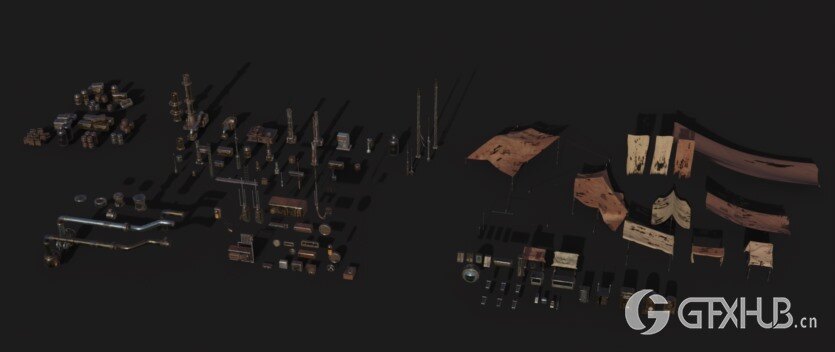 沙漠帝国模块化建筑3D模型 Empire Of The Sands - Desert Structures Kitbash Greeble Assets