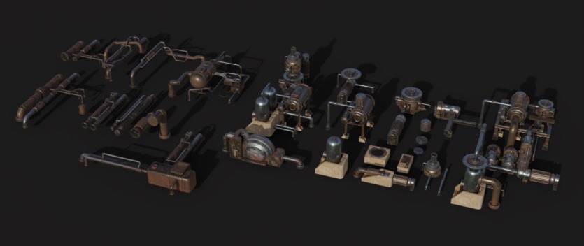 沙漠帝国模块化建筑3D模型 Empire Of The Sands - Desert Structures Kitbash Greeble Assets
