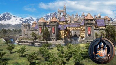 Blender大型沉浸式城堡和城镇3D模型 Massive 240-Piece Modular Mega Pack 3D Tudor