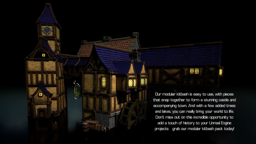 Blender大型沉浸式城堡和城镇3D模型 Massive 240-Piece Modular Mega Pack 3D Tudor