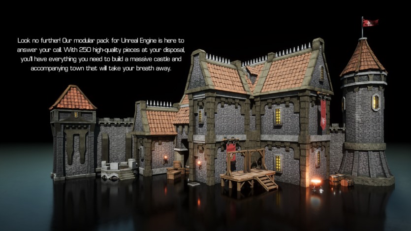 Blender大型沉浸式城堡和城镇3D模型 Massive 240-Piece Modular Mega Pack 3D Tudor
