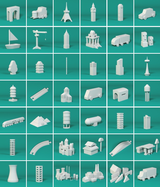 180个可爱卡通C4D模型 The Happy ToolBox Model Pack v1