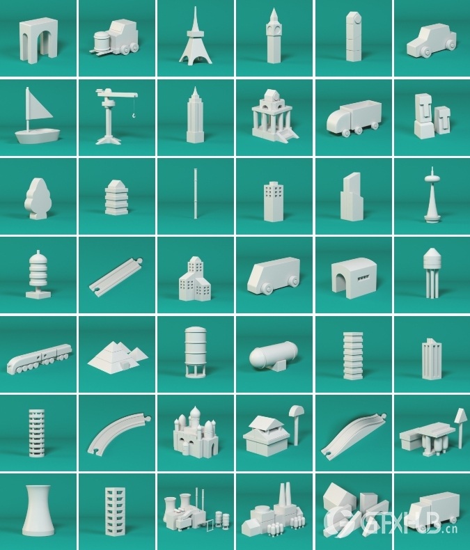 180个可爱卡通C4D模型 The Happy ToolBox Model Pack v1