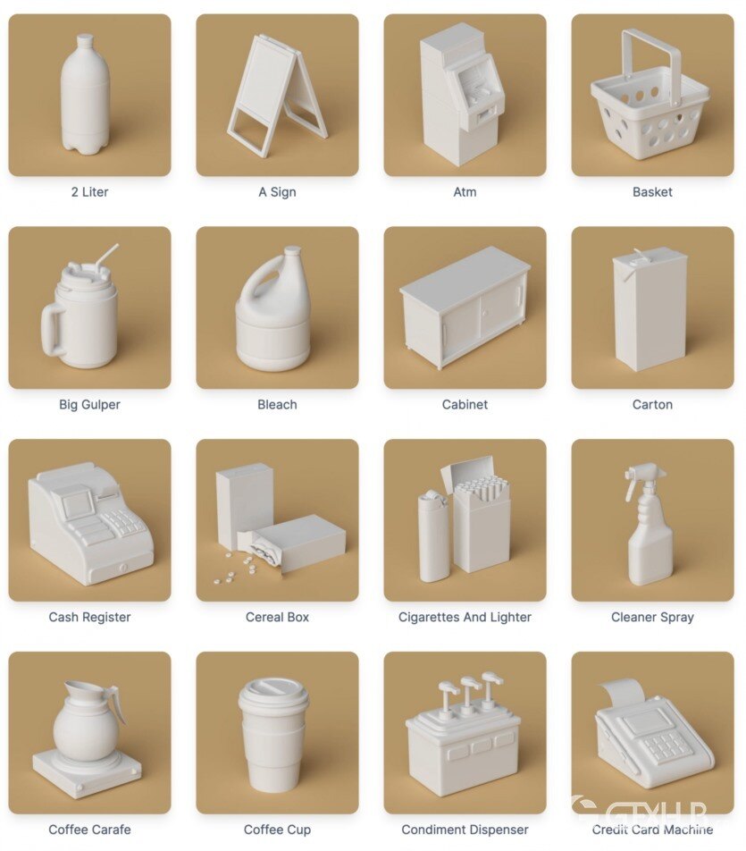 180个可爱卡通C4D模型 The Happy ToolBox Model Pack v2