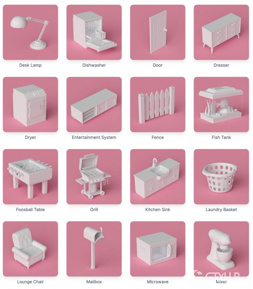 180个可爱卡通C4D模型 The Happy ToolBox Model Pack v2