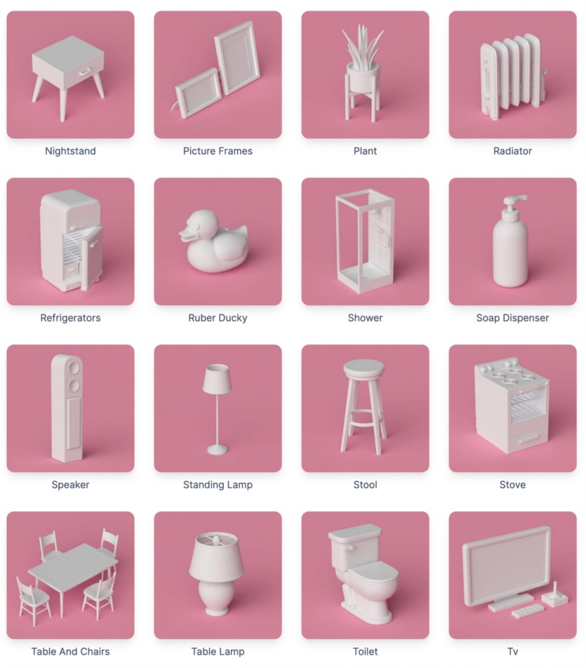 180个可爱卡通C4D模型 The Happy ToolBox Model Pack v2