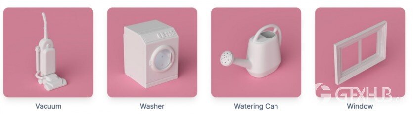 180个可爱卡通C4D模型 The Happy ToolBox Model Pack v2