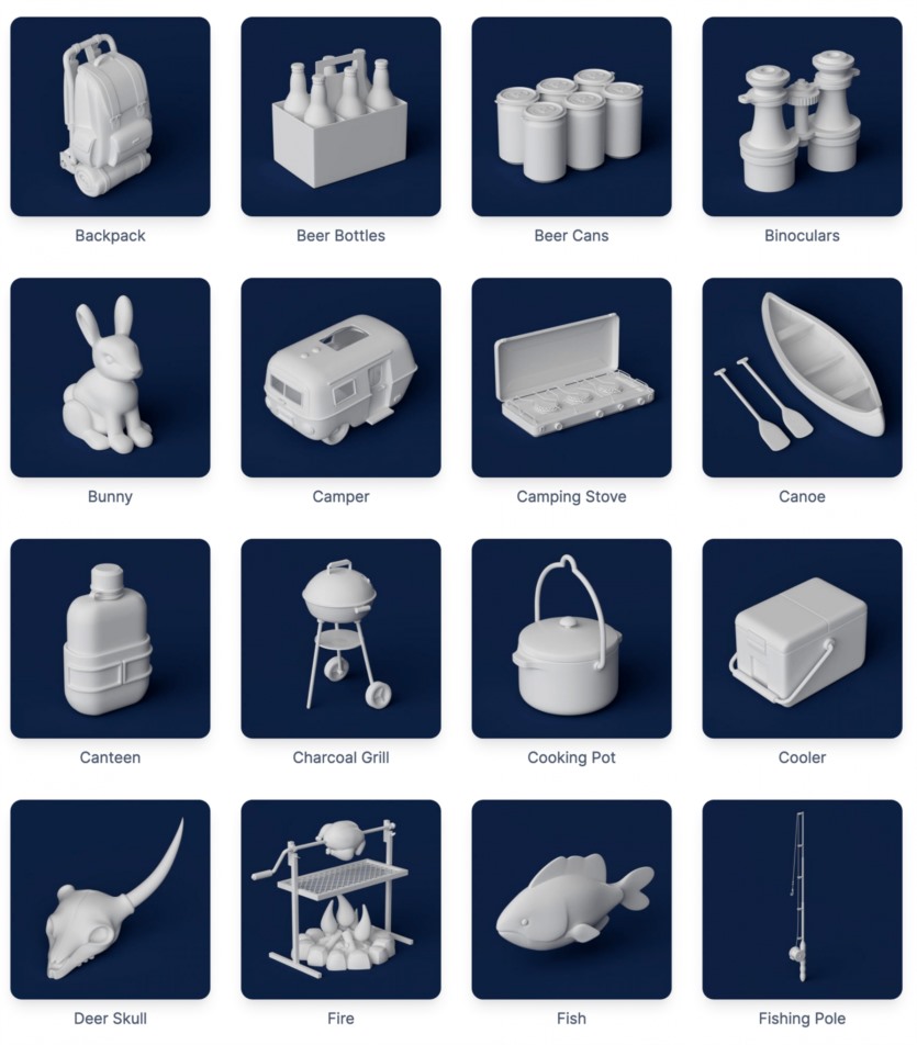 180个可爱卡通C4D模型 The Happy ToolBox Model Pack v2