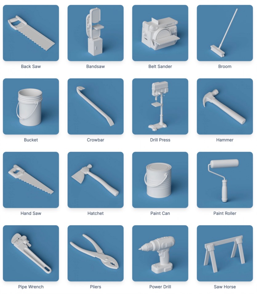 180个可爱卡通C4D模型 The Happy ToolBox Model Pack v2