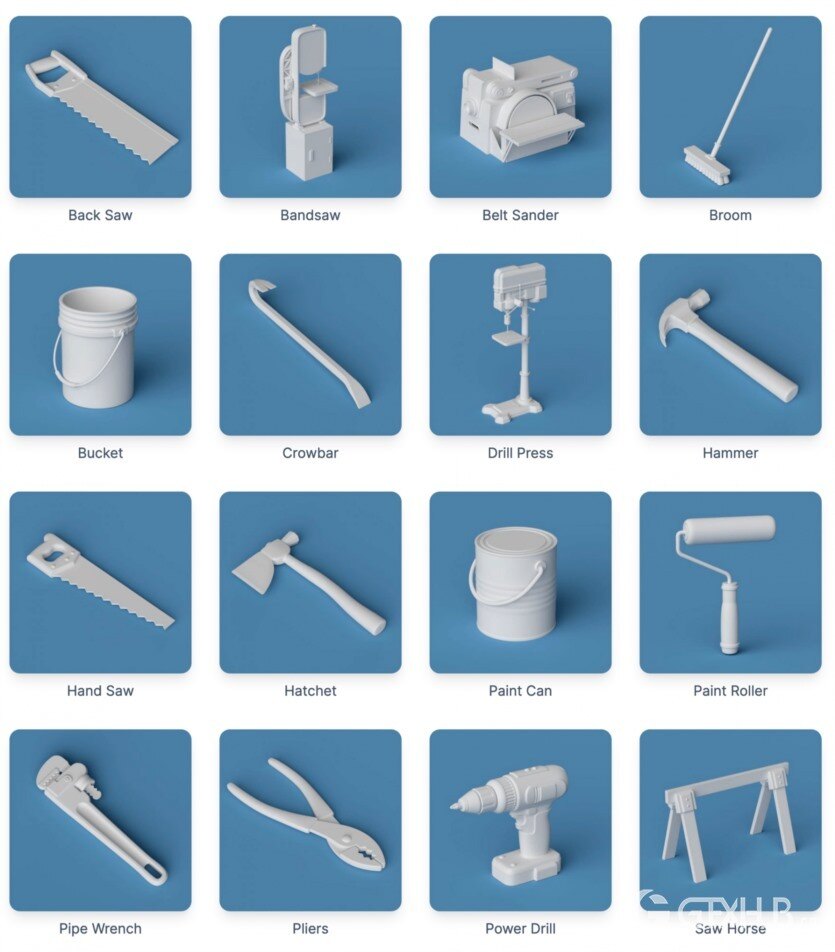 180个可爱卡通C4D模型 The Happy ToolBox Model Pack v2