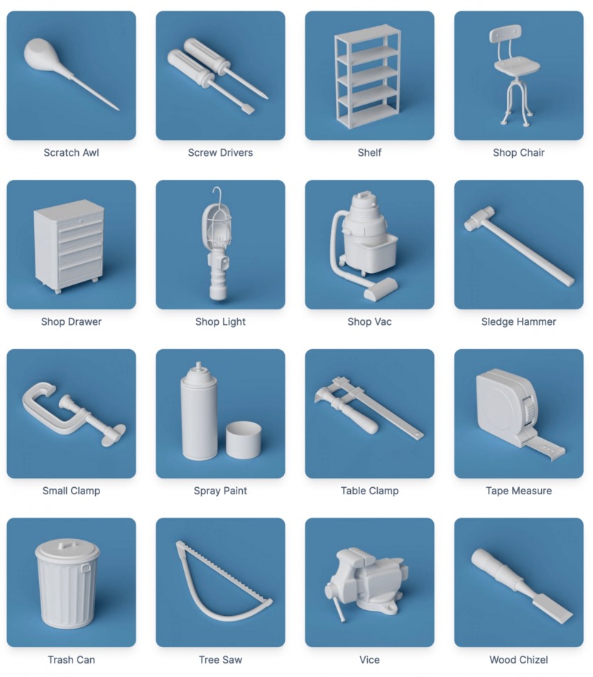 180个可爱卡通C4D模型 The Happy ToolBox Model Pack v2